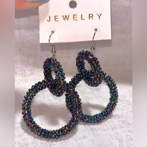 Multi-Color Seed Bead Hoop Earrings